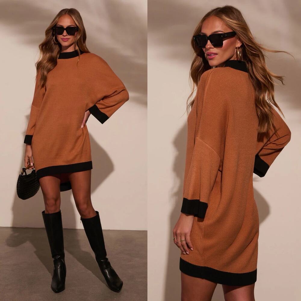 NWT Vici Women's Frosted Kiss Contrast Slouchy Sweater Dress Size XLc
